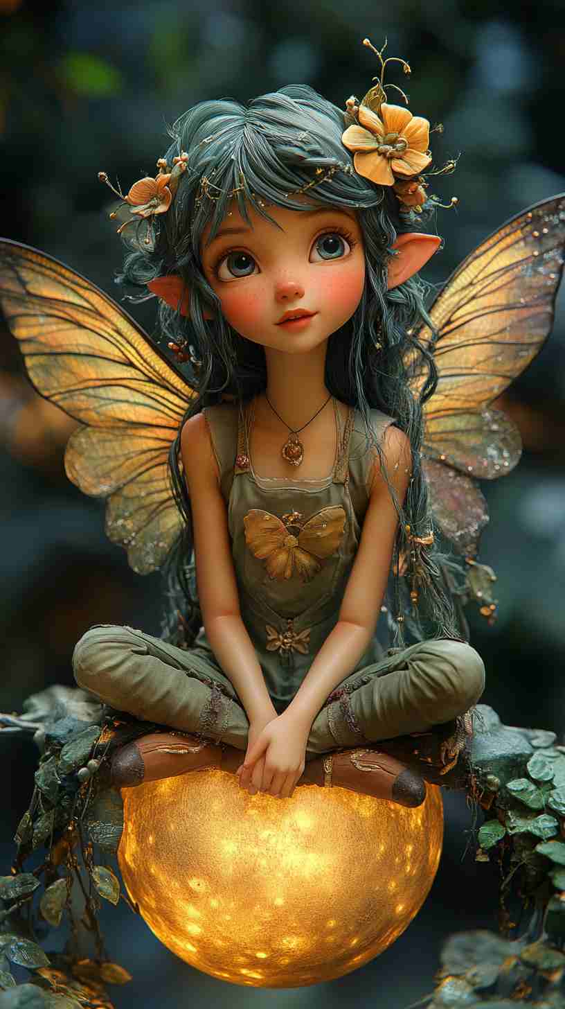 beautiful Fairy sitting on a spicchio di luna