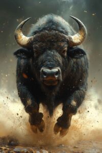 Buffalo Running in Frazetta Style MidJourney Prompt