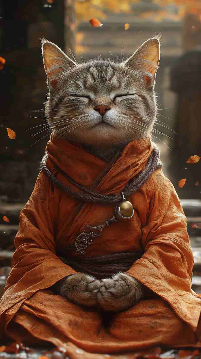 Cat Monk in Meditation