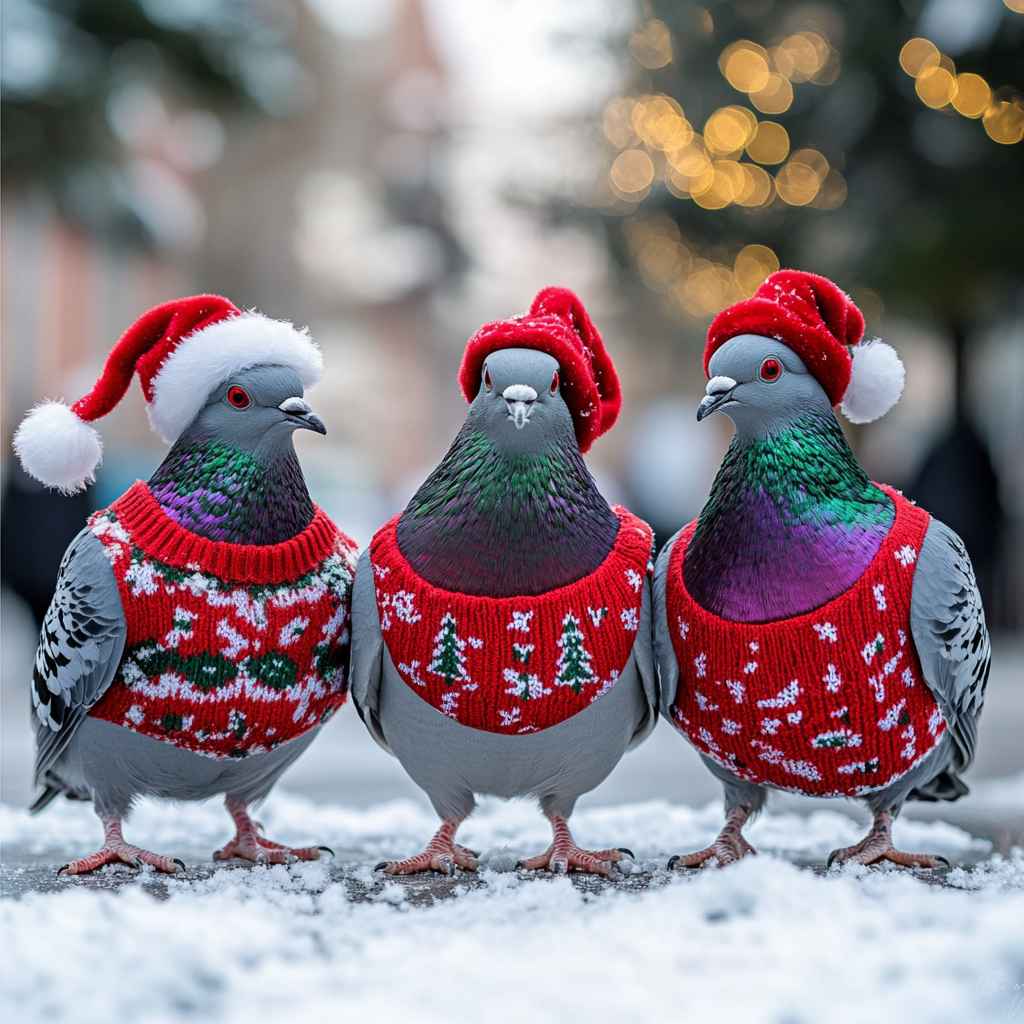 Christmas Pigeons in Winter