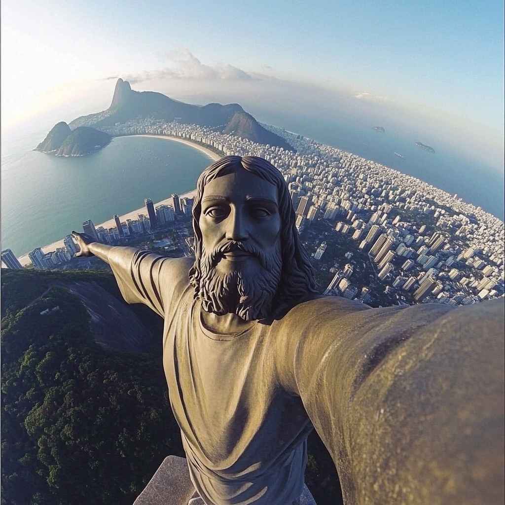 Corcovado Statue Taking a Selfie