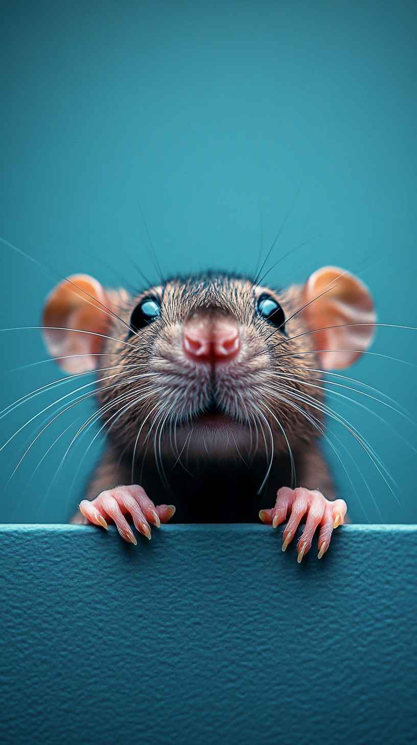 Cute Rat Peeking Over Table