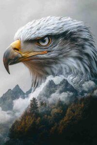 Double Exposure Eagle Portrait MidJourney Prompt