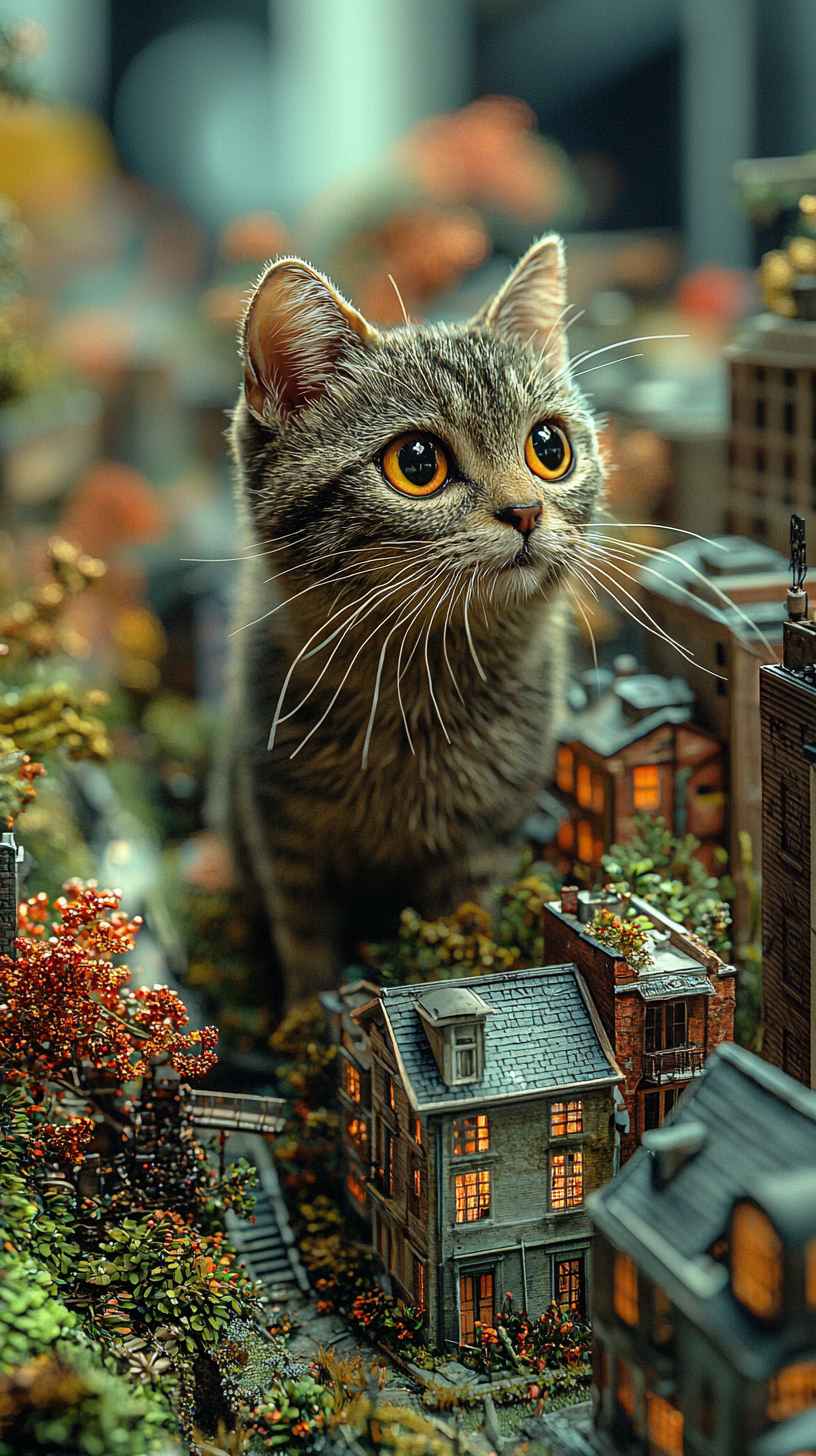 Giant Cat in Miniature City