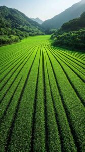 Golden Hour Over a Vast Rice Paddy Field