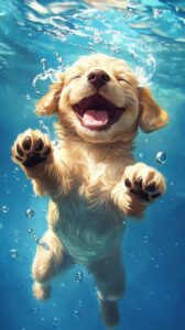 Golden Retriever Puppy Swimming MidJourney Prompt