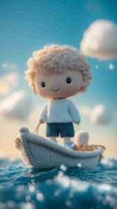 Knitted Boy and Boat MidJourney Prompt