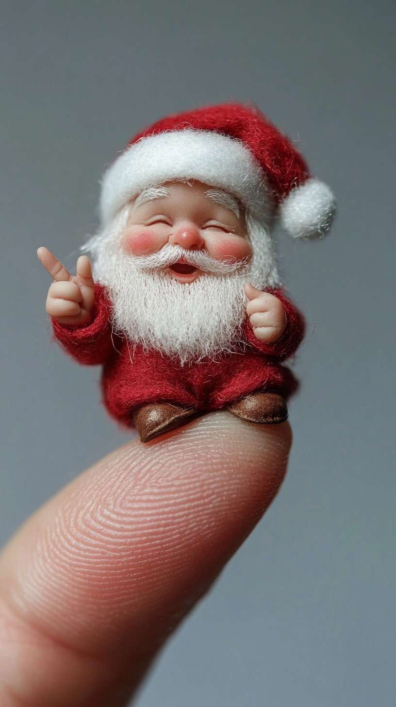 Miniature Santa on Finger