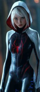 Spider Gwen Cinematic Still with Unique Costume Design