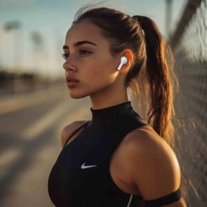 Sporty Girl with AirPods MidJourney Prompt