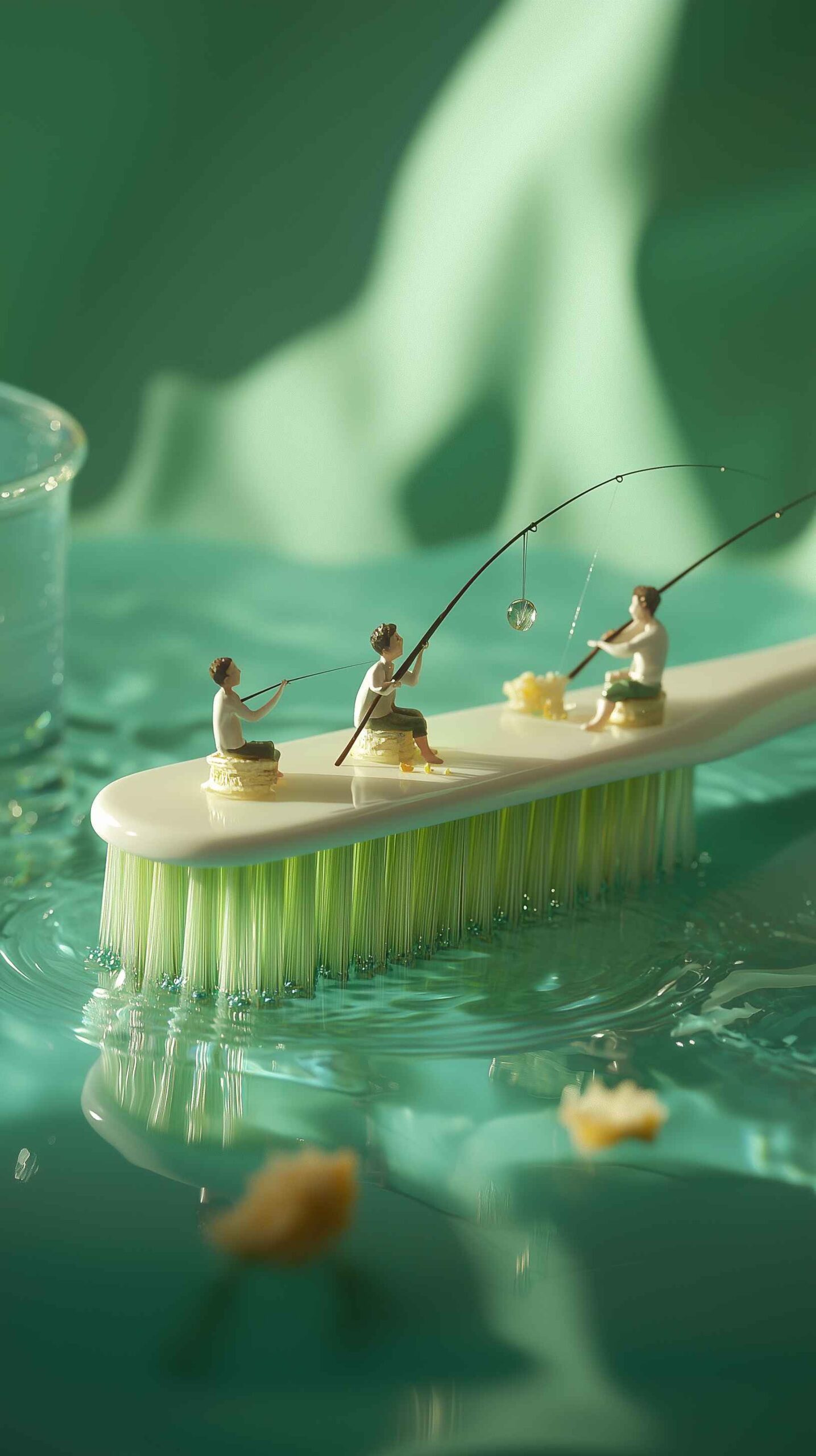 Toothbrush Fishing Dock Scene