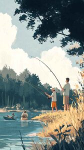 Fishing Fun Illustration MidJourney Prompt